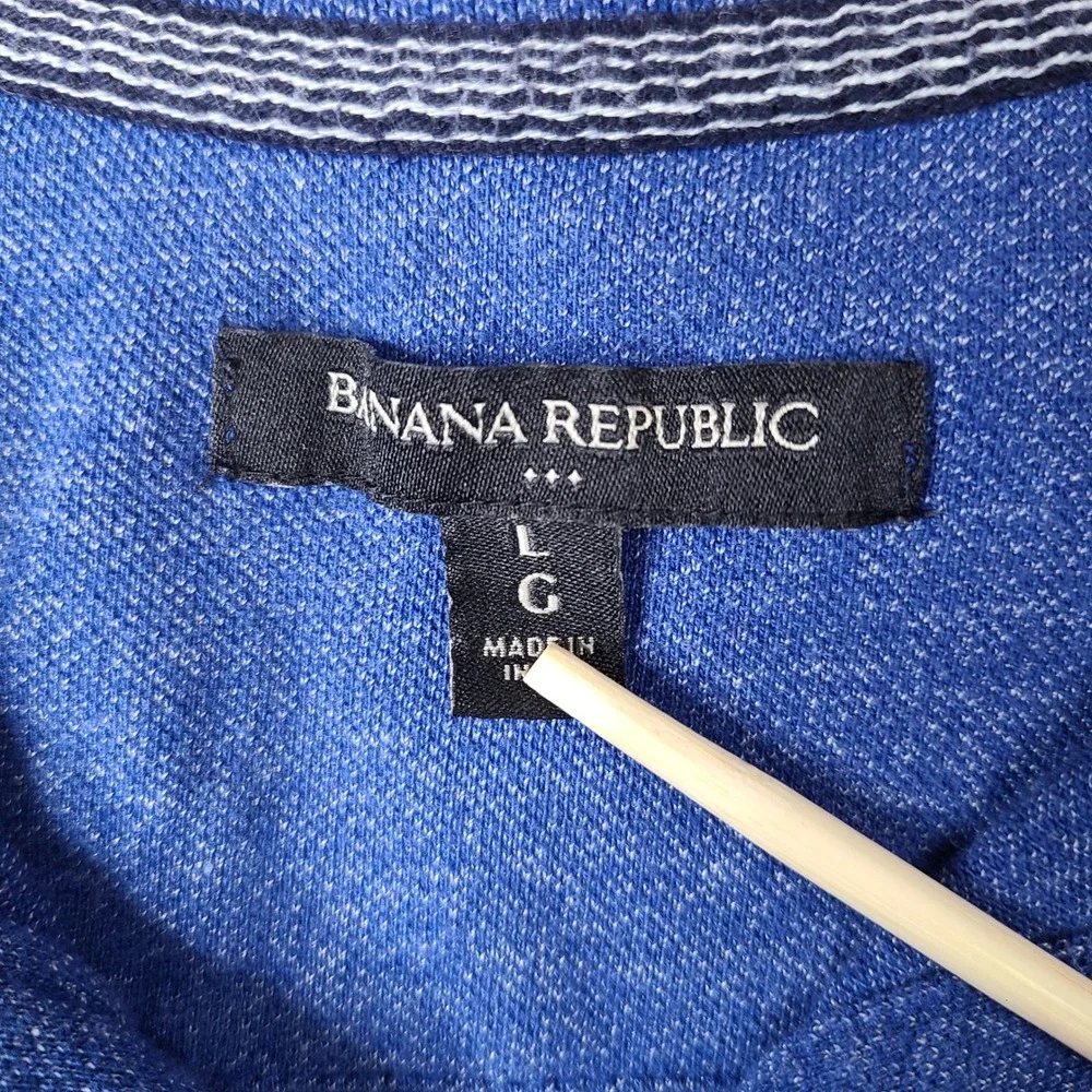 Banana Republic Shirt Mens‎ Large Blue Polo Short Sleeve Cotton Blend Casual